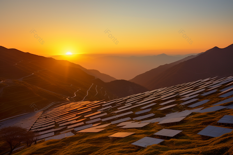 晨光照射下的光伏场新能源环保,高清,摄影图,摄影图片,图片大全,摄影图免费下载